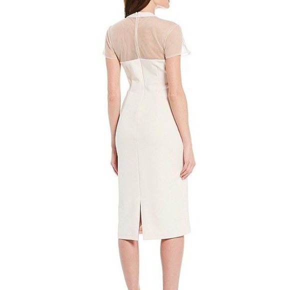 NWT JS Collections Illusion Midi Dress Ivory - Picture 2 of 4